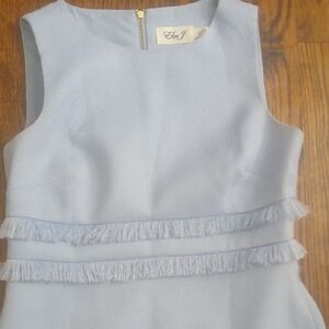 Eliza J Light Blue Formal Dress with Fringe Accents